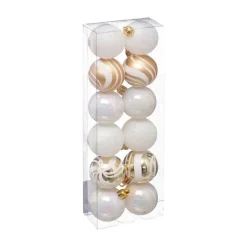 RETIF Deco De Sapin Lot De 12 Boules De Noel O4Cm Or Et Blanc Store