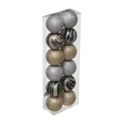 RETIF Deco De Sapin Lot De 12 Boules De Noel O4Cm Champagne Bleu Et Argent Cheap