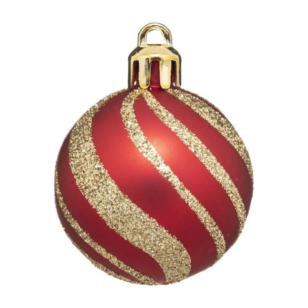 RETIF Deco De Sapin Lot De 12 Boules De Noel O4Cm Vert Rouge Et Or New