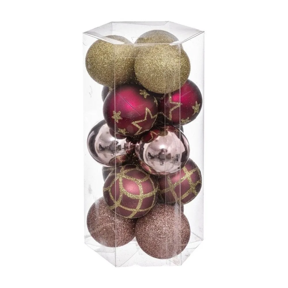 RETIF Deco De Sapin Lot De 15 Boules De Noel O5Cm Rose Et Or Clearance