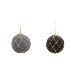 RETIF Deco De Sapin Lot De 4 Boules De Noel O8Cm En Velours Gris Avec Filet Or Best