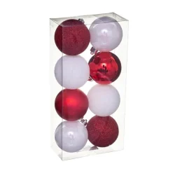 RETIF Deco De Sapin Lot De 8 Boules De Noel O7Cm Blanc Et Rouge Discount