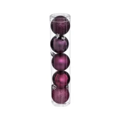 RETIF Deco De Sapin Lot De 5 Boules De Noel O5Cm Cassis Et Fuchsia Fashion