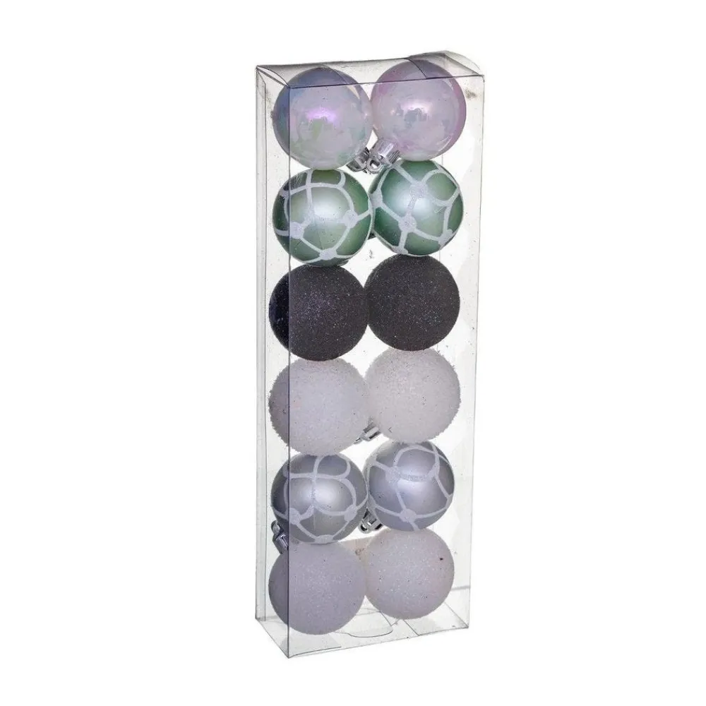 RETIF Deco De Sapin Lot De 12 Boules De Noel O4Cm Vert Et Argent Flash Sale