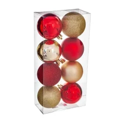 RETIF Deco De Sapin Lot De 8 Boules De Noel O7Cm Rouge Et Or Fashion
