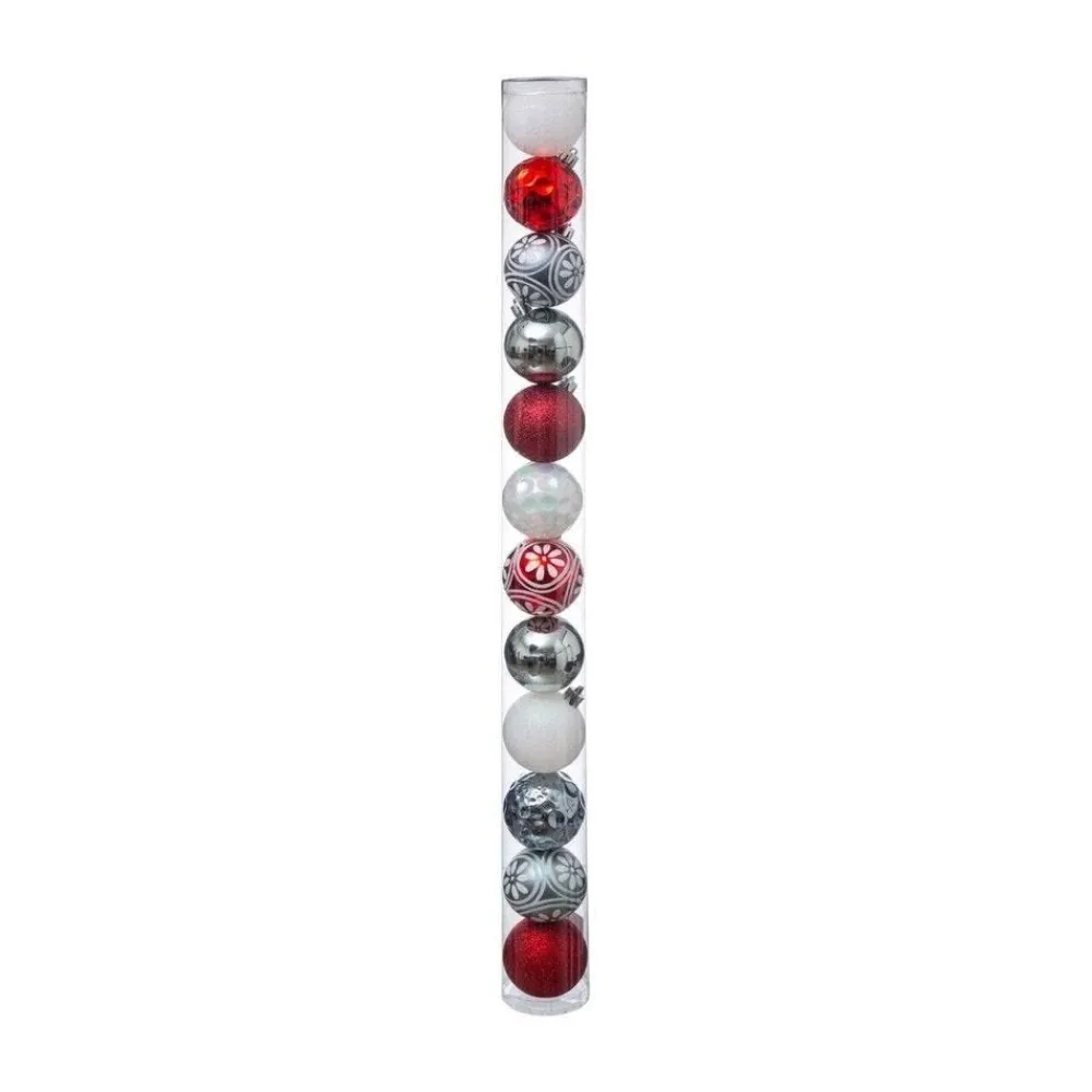 RETIF Deco De Sapin Lot De 12 Boules De Noel O6Cm Rouge Et Argent Clearance