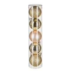 RETIF Deco De Sapin Lot De 5 Boules De Noel O5Cm Or Et Champagne Best