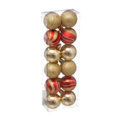 RETIF Deco De Sapin Lot De 12 Boules De Noel O4Cm Rouge Et Or Cheap