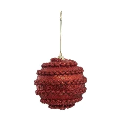 RETIF Deco De Sapin Lot De 4 Boules De Noel O8Cm Effet Maille Rouge Shop