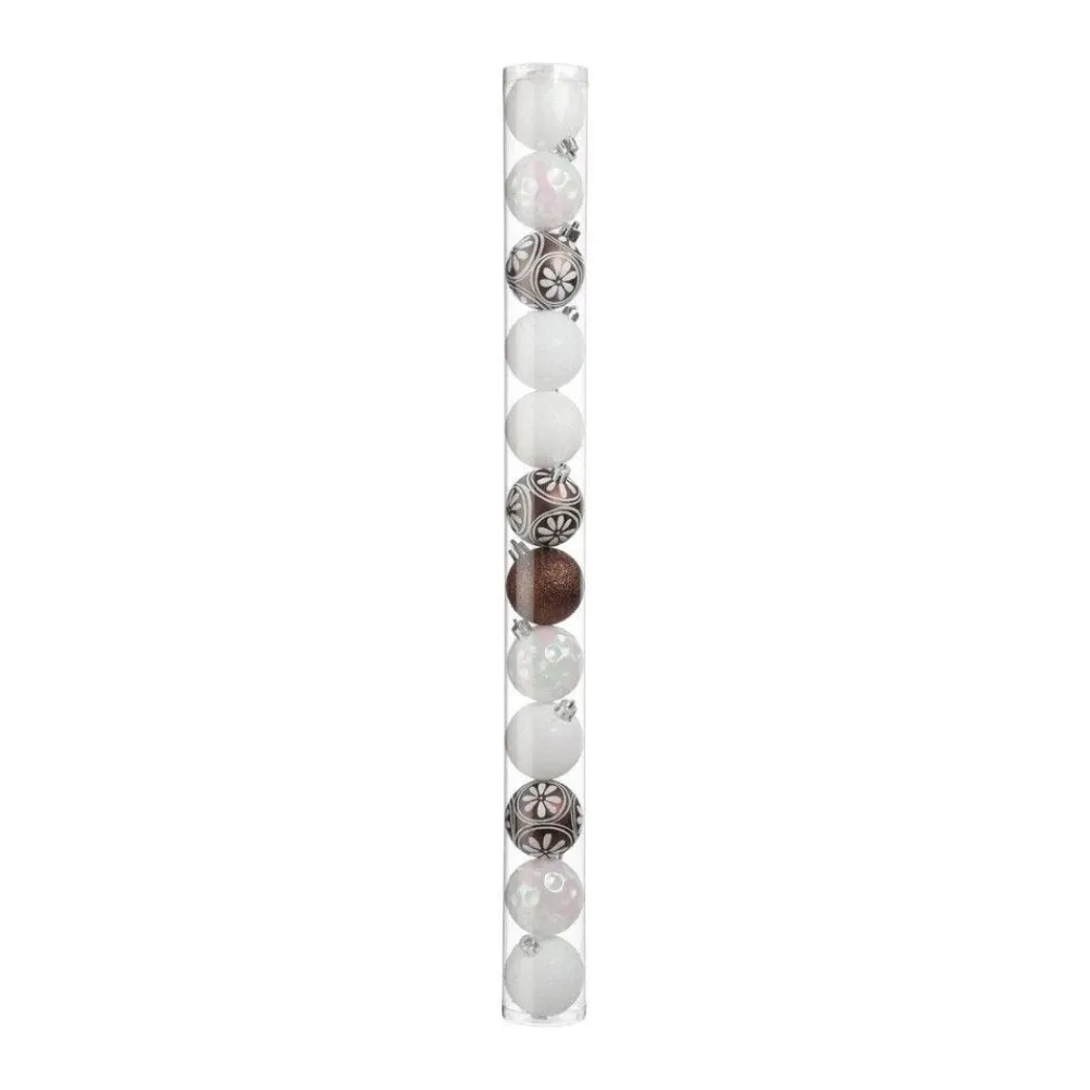 RETIF Deco De Sapin Lot De 12 Boules De Noel O6Cm Blanc Et Cafe Discount