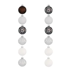 RETIF Deco De Sapin Lot De 12 Boules De Noel O6Cm Blanc Et Cafe Discount