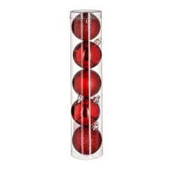RETIF Deco De Sapin Lot De 5 Boules De Noel O5Cm Rouge Hot