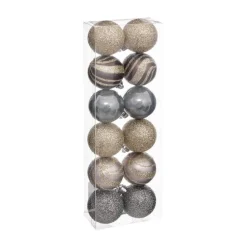 RETIF Deco De Sapin Lot De 12 Boules De Noel O4Cm Champagne Violet Et Gris Discount