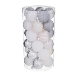 RETIF Deco De Sapin Lot De 30 Boules De Noel O6Cm Argent Et Blanc Cheap