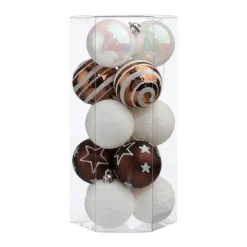 RETIF Deco De Sapin Lot De 15 Boules De Noel O5Cm Blanc Et Cafe Hot