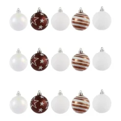 RETIF Deco De Sapin Lot De 15 Boules De Noel O5Cm Blanc Et Cafe Hot