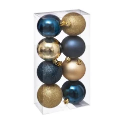 RETIF Deco De Sapin Lot De 8 Boules De Noel O7Cm Bleu Et Or Cheap
