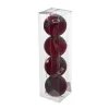 RETIF Deco De Sapin Lot De 4 Boules De Noel O8Cm Rouge Habit Du Pere Noel Fashion
