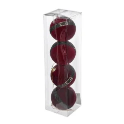 RETIF Deco De Sapin Lot De 4 Boules De Noel O8Cm Rouge Habit Du Pere Noel Fashion