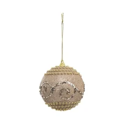 RETIF Deco De Sapin Lot De 3 Boules De Noel O8Cm Champagne Avec Perles Et Paillettes Cheap
