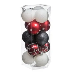 RETIF Deco De Sapin Lot De 15 Boules De Noel O5Cm Rouge Et Blanc Discount