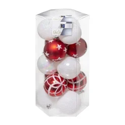 RETIF Deco De Sapin Lot De 15 Boules De Noel O5Cm Rouge Et Blanc Hot