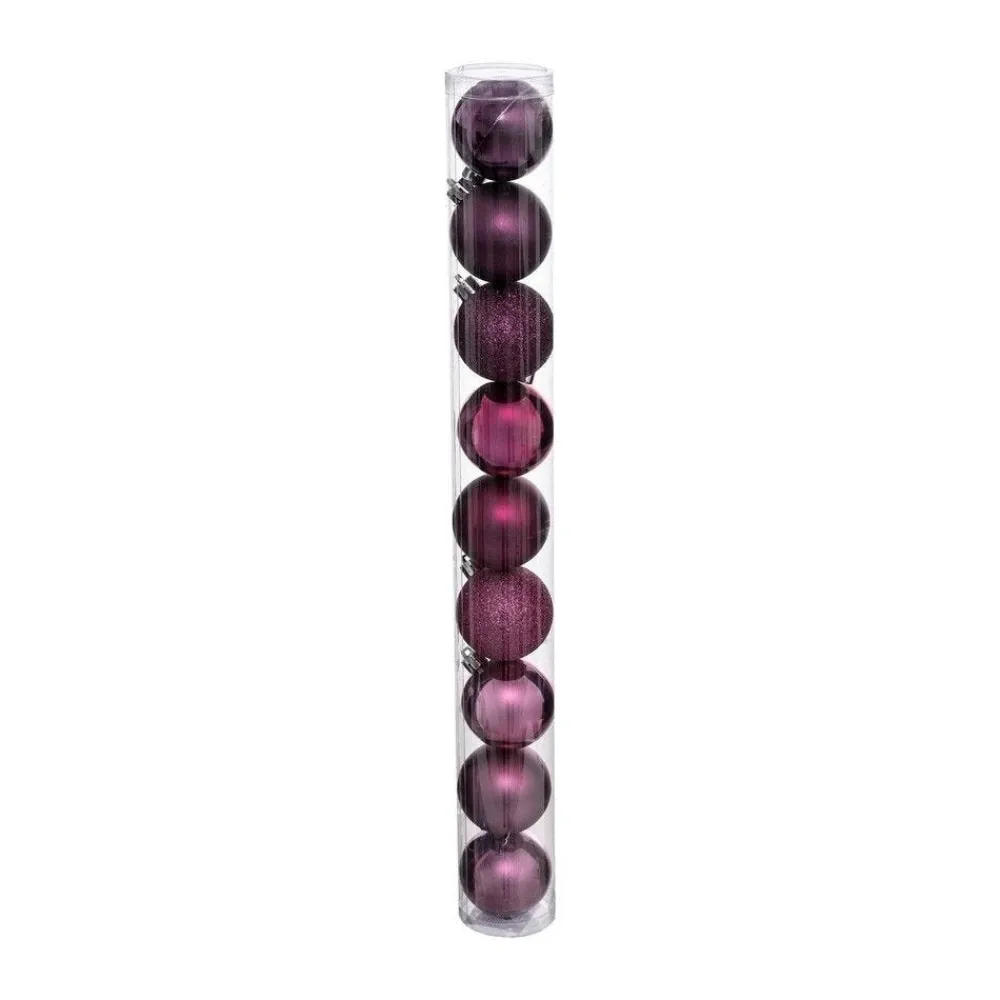 RETIF Deco De Sapin Lot De 9 Boules De Noel O6Cm Cassis Et Fuchsia Shop