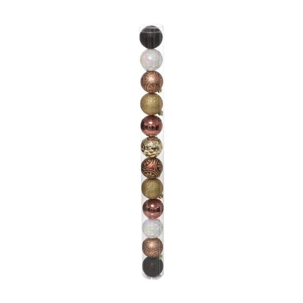 RETIF Deco De Sapin Lot De 12 Boules De Noel O6Cm Noir Orange Et Champagne New