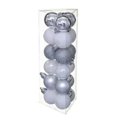 RETIF Deco De Sapin Lot De 18 Boules De Noel O3Cm Argent Et Blanc Fashion