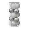 RETIF Deco De Sapin Lot De 15 Boules De Noel O5Cm Argent Et Neige Hot