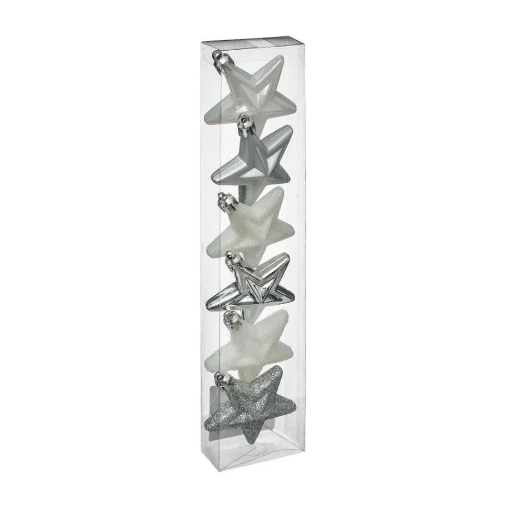 RETIF Deco De Sapin Lot De 6 Etoiles O6Cm Blanc Et Argent Online