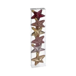 RETIF Deco De Sapin Lot De 6 Etoiles O6Cm Rose Et Or New