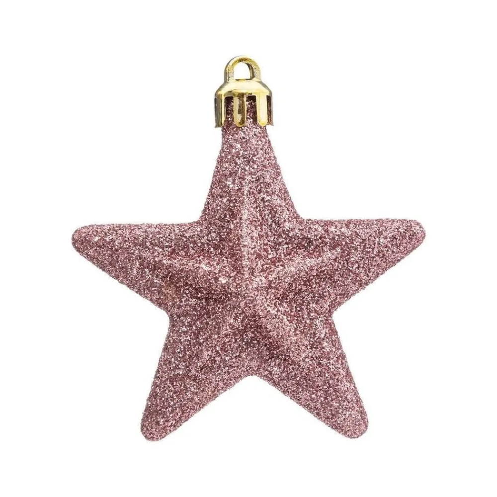RETIF Deco De Sapin Lot De 6 Etoiles O6Cm Rose Et Or New
