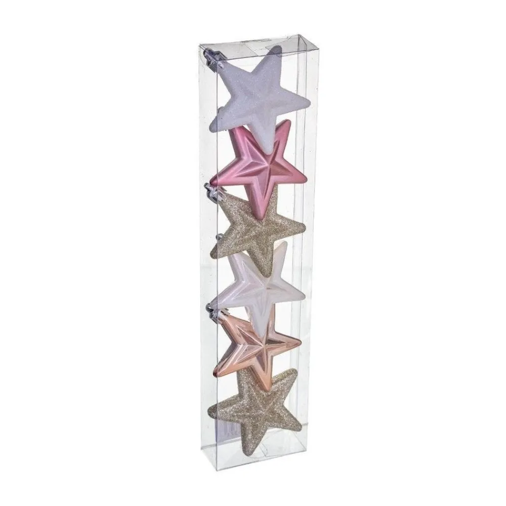 RETIF Deco De Sapin Lot De 6 Etoiles O6Cm Rose Et Dore Store