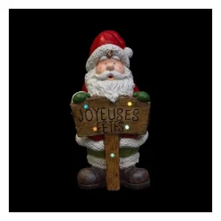 RETIF Deco Lumineuse Pere Noel Avec Pancarte 5 Led H70Cm New