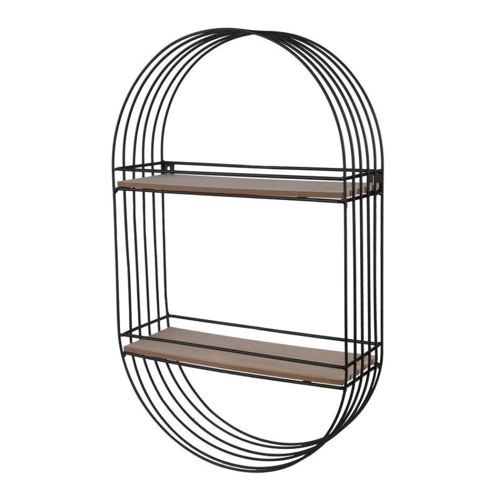 RETIF Etagere Ovale Metal Noir Et Bois 2 Niveaux Sale