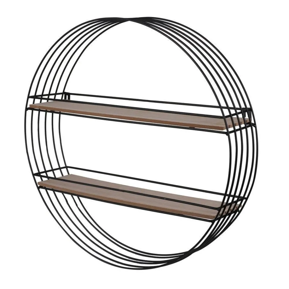RETIF Etagere Ronde Metal Noir Et Bois 2 Niveaux Shop