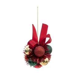 RETIF Grappe De 11 Boules De Noel A Suspendre Deco Ruban Rouge Discount