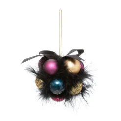 RETIF Grappe De 11 Boules De Noel A Suspendre Deco Plumes Noires Outlet
