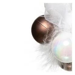 RETIF Grappe De 11 Boules De Noel A Suspendre Deco Ruban Et Plumes Blanches Hot