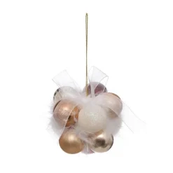 RETIF Grappe De 11 Boules De Noel A Suspendre Deco Ruban Et Plumes Blanches Store