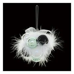 RETIF Grappe De 11 Boules De Noel A Suspendre Deco Ruban Et Plumes Blanches Cheap