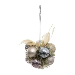 RETIF Grappe De 11 Boules De Noel A Suspendre Deco Champagne Et Ruban Dore Clearance