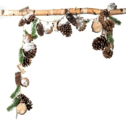 RETIF Guirlande De Pommes De Pin De Rondins Et Branche Sapin Enneigee L 165 Cm Flash Sale