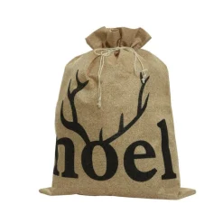 RETIF Hotte En Jute "Noel" Et Decor Bois Noir L 50 X H 70 Cm Online