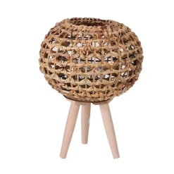 RETIF Lanterne En Rotin Sur Pied Avec Bougeoir En Verre O26 H34Cm Discount