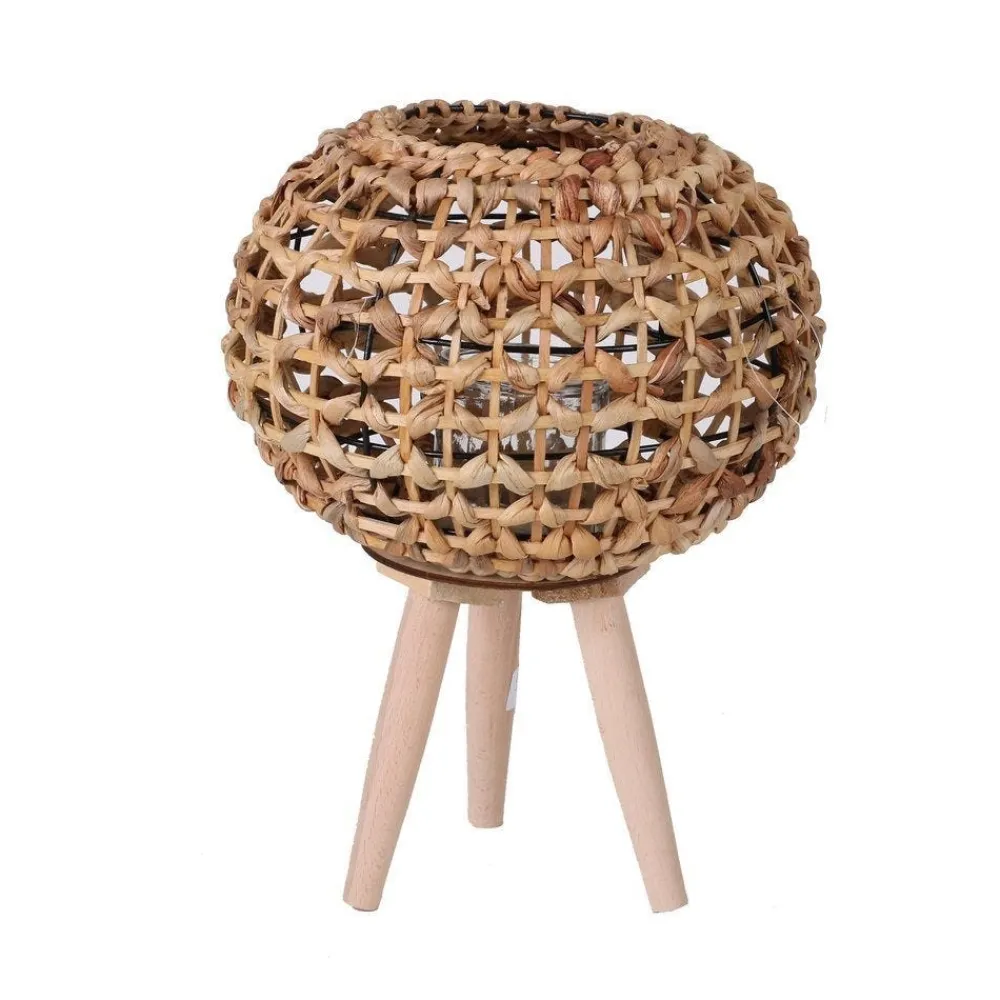 RETIF Lanterne En Rotin Sur Pied Avec Bougeoir En Verre O26 H34Cm Discount
