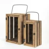 RETIF Lanternes En Bois Et Verre Avec Anse L 28 X H 60 + L 20 X H 36 Cm Online