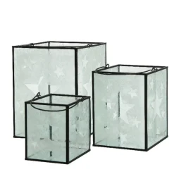 RETIF Lanternes En Verre Transparent Givre - Set De 3 - 2 Finitions Possibles Outlet