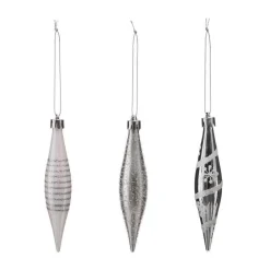 RETIF Lot De 3 Boules De Noel Forme Glacons Pailletes Argent Store